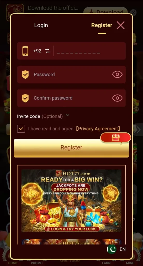 Hot77 Registration Process