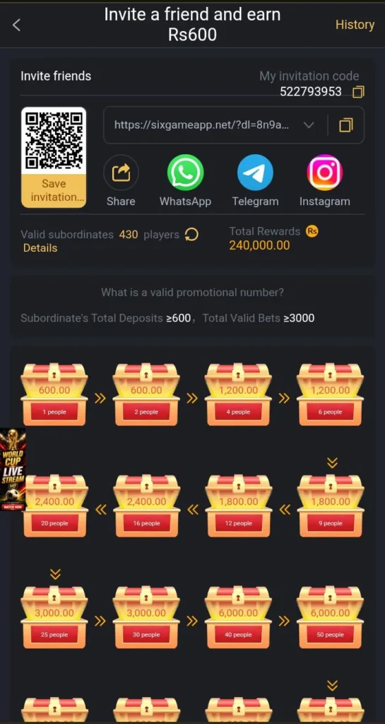 Six Game Invitation Bonus Proof
